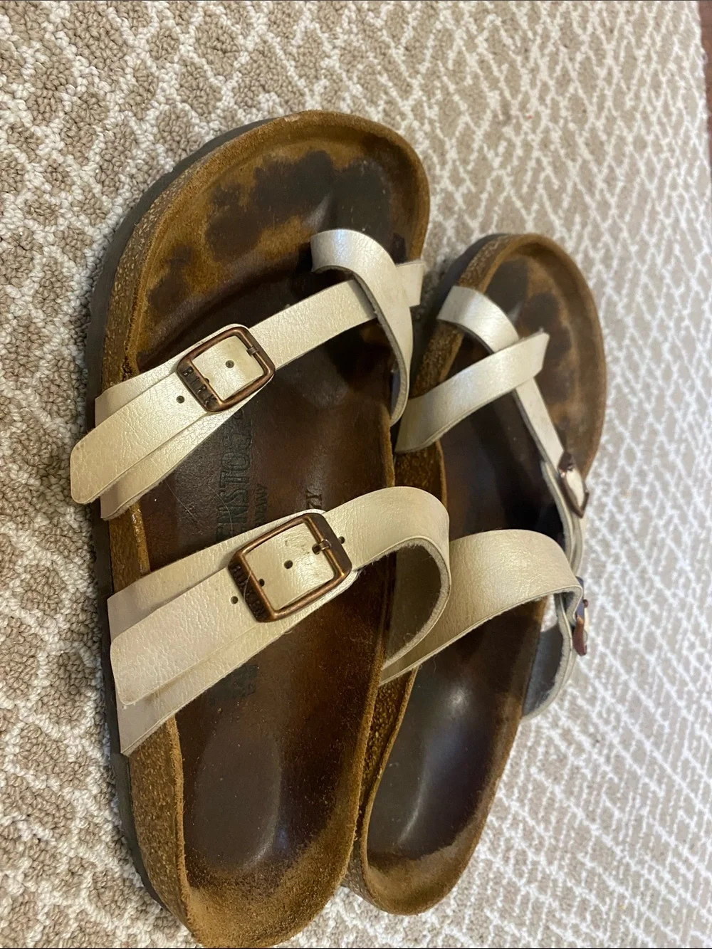 Birkenstock Cream Cross-Strap Kids Sandals with Buckles
